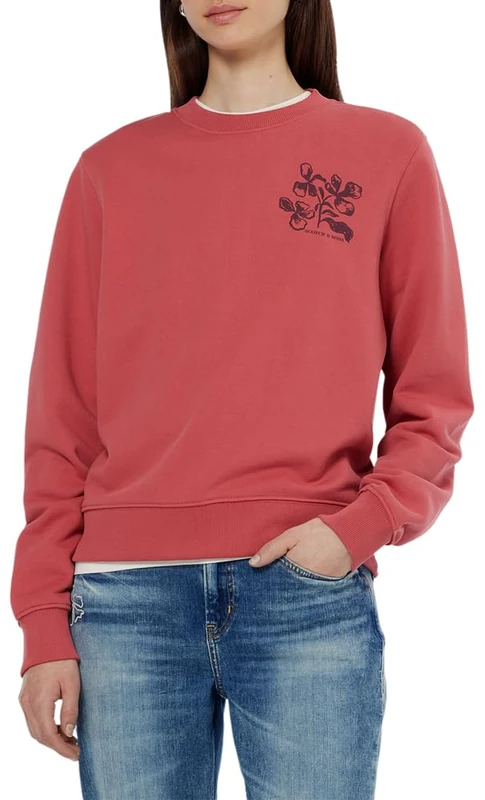 Scotch & Soda Chest Artwork Regular Sweatshirt, Dusty Red 620, XS