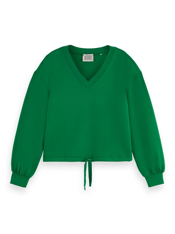 Scotch & Soda Women's V-Neck Modal Sweatshirt, Bright Green, S