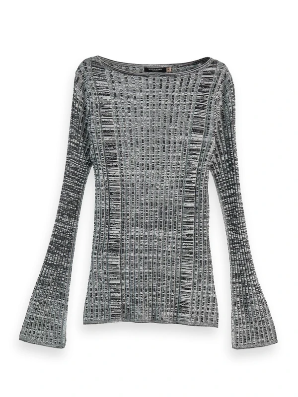 Scotch & Soda Women's Ribbed Knitted Pullover Sweater, Black, XL