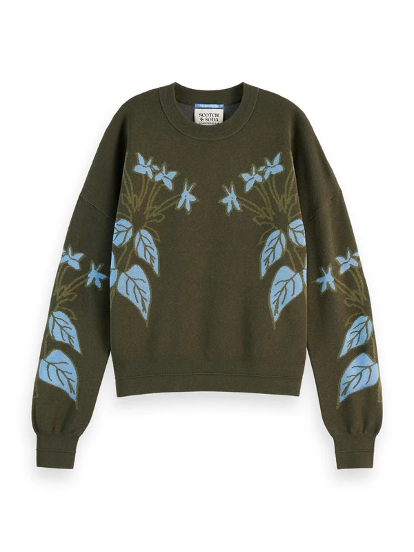 Scotch & Soda Relaxed Jacquard Jumper, Classic Green 352, XL - Image 1