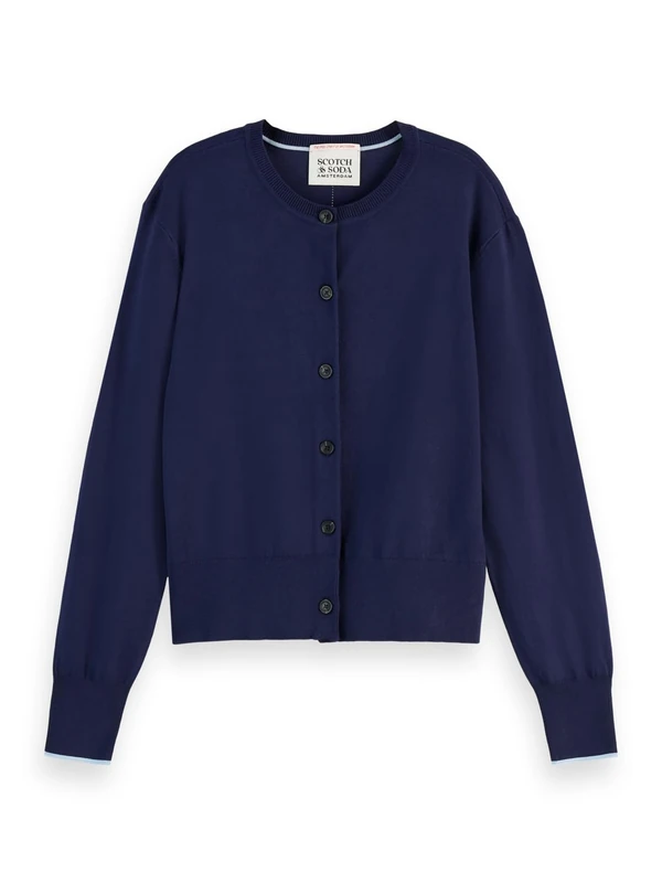 Scotch & Soda Women's Crew Neck Relaxed Cardigan Sweater, Navy, S