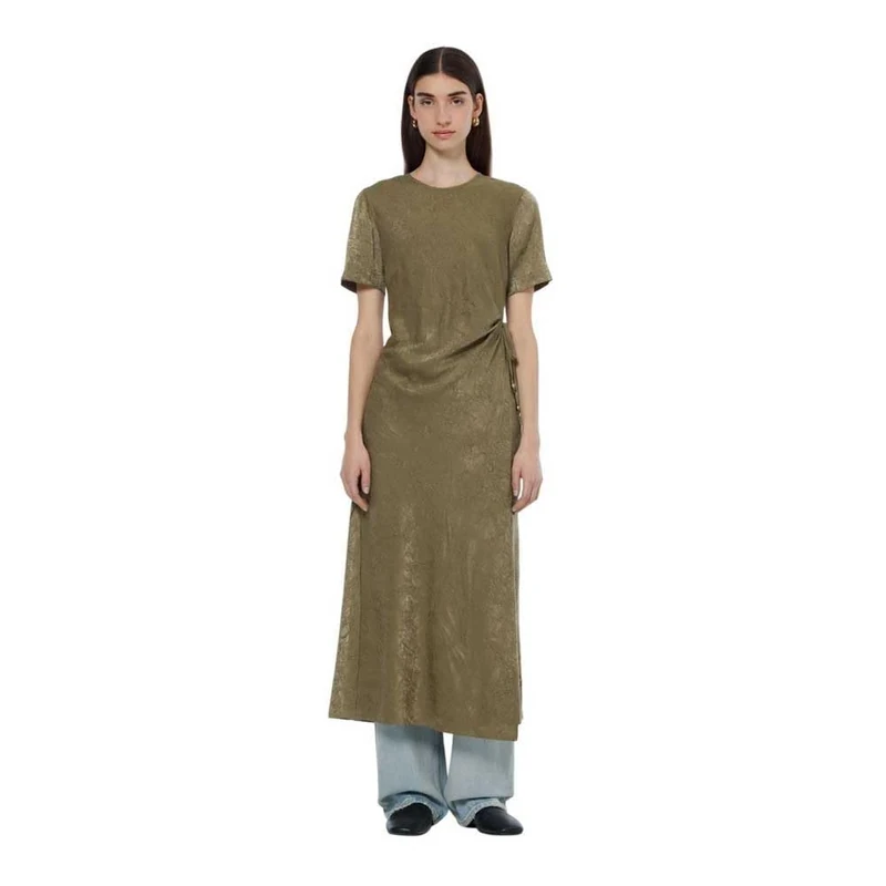 Scotch & Soda Crushed Satin Wrap Dress, Washed Military 335, 16