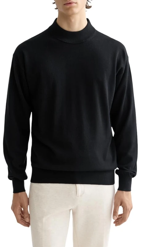 Scotch & Soda Core - Dropped Shoulder Mock Neck Pullover Black
