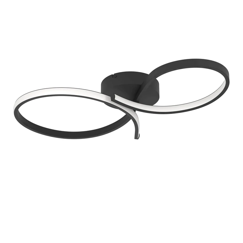 Eglo LED Ceiling lamp Serpins, Curved Ceiling Light Fitting, Living Room Lighting Made of Metal in Black and Plastic in White, Warm White, 34 x 60 cm