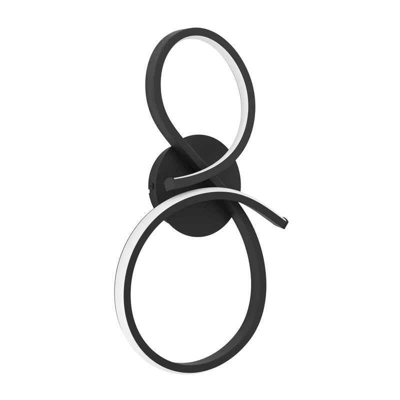 Eglo LED Indoor Wall lightSerpins, Curved Wall lamp, Living Room Lighting Made of Metal in Black and Plastic in White, Warm White, 20.5 x 40 cm