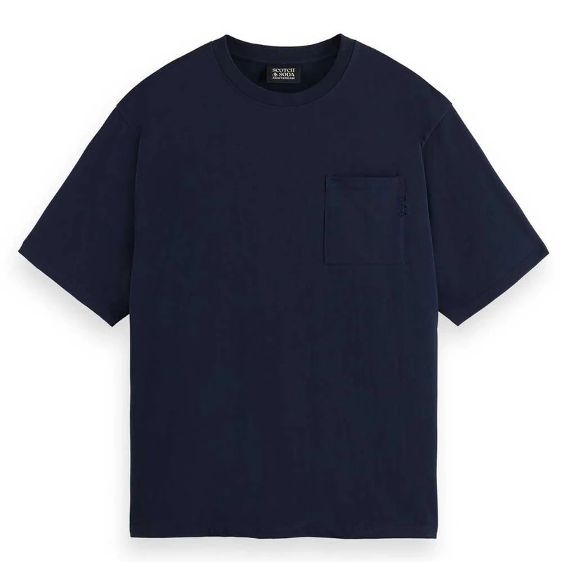 Scotch & Soda Mens 3 Crosses Pocket Loose-fit T-Shirt, Night, XL UK