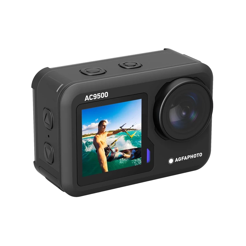 AGFA PHOTO AC9500 Caméra Sportive Waterproof - Vidéos 4K à 30FPS, Photos 16Mpixels, Double Écran, Grand Angle 170°, Stabilisation Anti-Vibration, WiFi - Noir