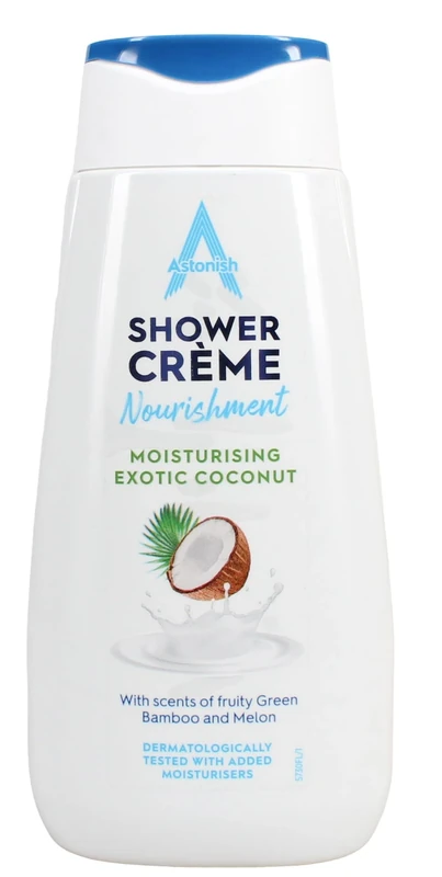 Astonish Shower Crème, Exotic Coconut, Cleanses and Moisturises, Coconut, Bamboo and Melon Scented, 400ml