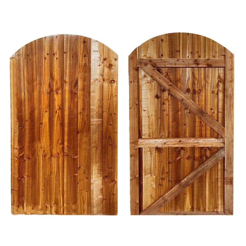 BEDS PLANET Feather Edge Dome Flat Top Semi-Braced Strong Garden Gate, Wooden Pressure Treated Timber Gate (180cm High x 99cm Wide x 6cm Deep)