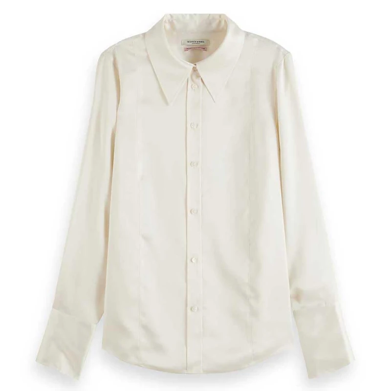 Scotch & Soda Core Satin Shirt, Off White 100, 14