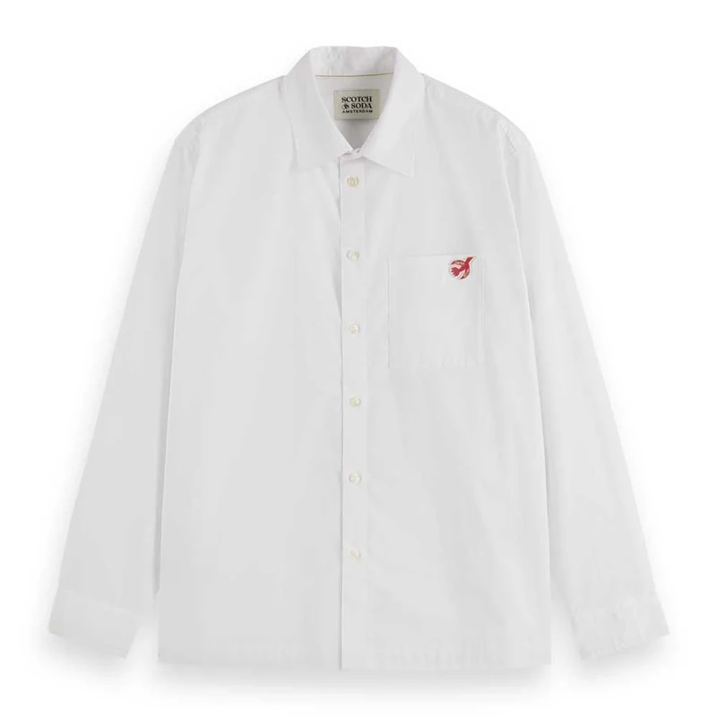 Scotch & Soda Women's Shirt Core - The Free Spirit Peace Bird Poplin Shirt, White, 14