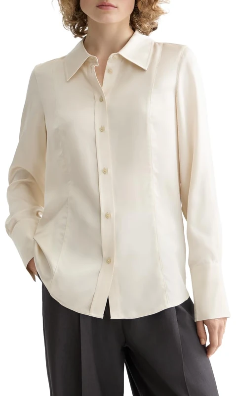 Scotch & Soda Core Satin Shirt, Off White 100, 10