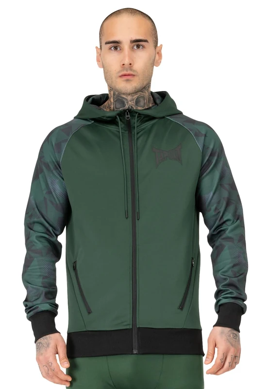 Tapout Men's Training Hoodie Hooded Sweatshirt, Green/Black, L