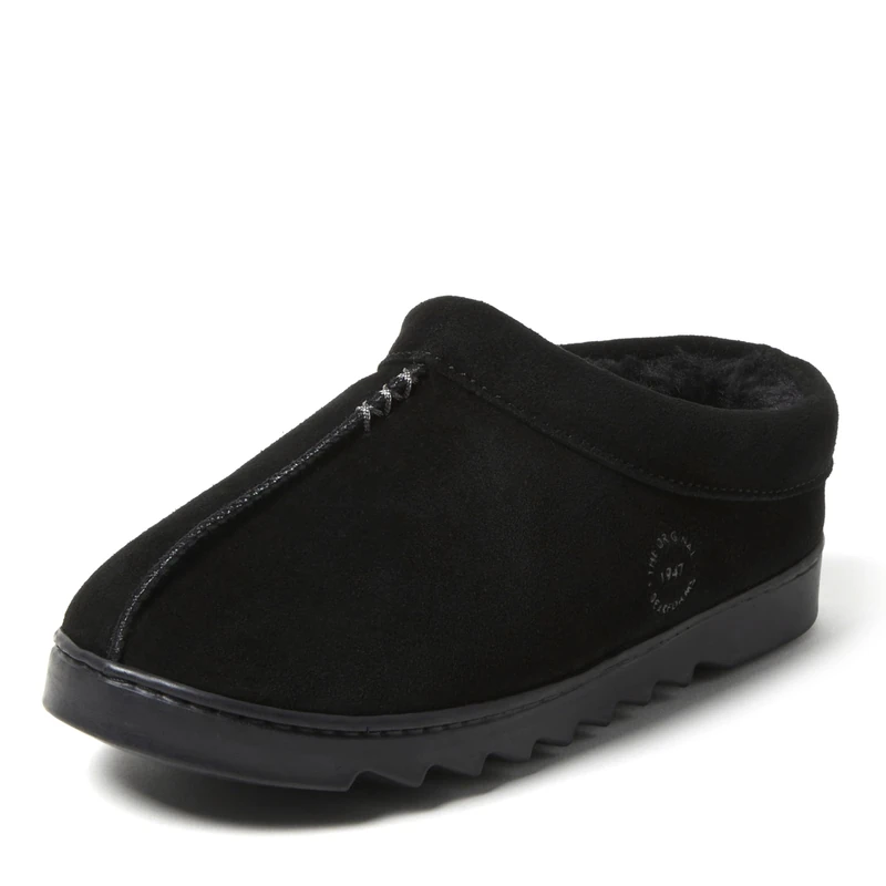 Dearfoams Women's Suede Indoor Outdoor Doreen Clog, Black, 7 UK