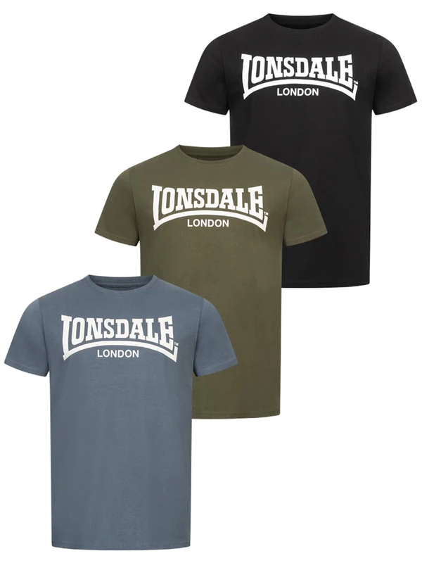 Lonsdale Men's Hinstock T-Shirt, Black/Green/Blue, XL - Image 1