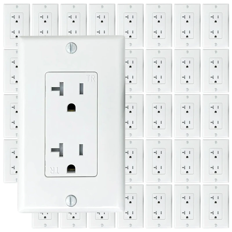 [40-Pack] PROCURU 20 Amp Decorator Commercial Grade Outlet Receptacle, Tamper Resistant, NEMA 5-20R, with Wall Plate Covers, 125V, White, UL Certified