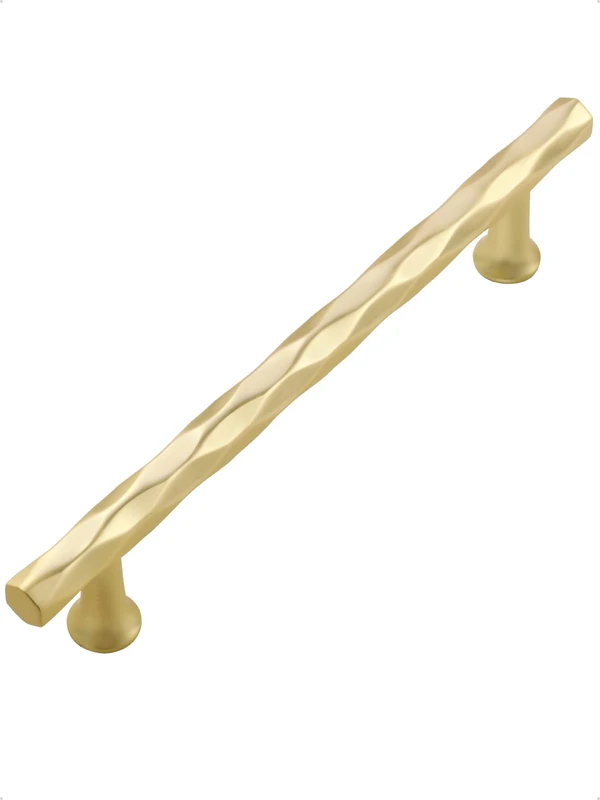 JIASENBAO Brushed Gold Cabinet Pulls 5" Hole Center 20 Pack Hammered Brass Cabinet Handles Decorative Kitchen Drawer Dresser Cupboard Bathroom Vanity Cabinet Hardware Rhombus