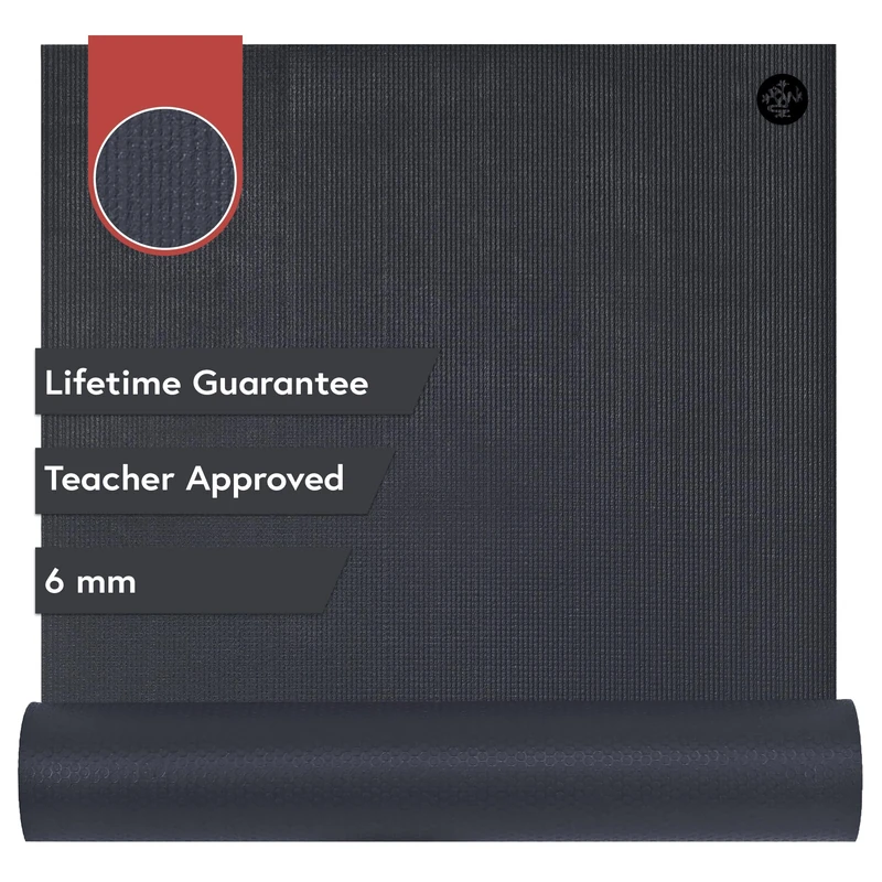 Manduka PRO Yoga Mat - Multipurpose Exercise Mat for Yoga, Pilates, Home Workout, Built to Last a Lifetime, 6mm Thick Cushion for Joint Support and Stability, Black Thunder