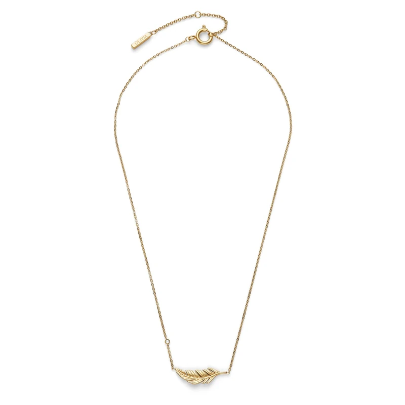 Olivia Burton Women's FEATHERS Collection Necklace in Yellow Gold with a Feather-Shaped Charm - 24100213