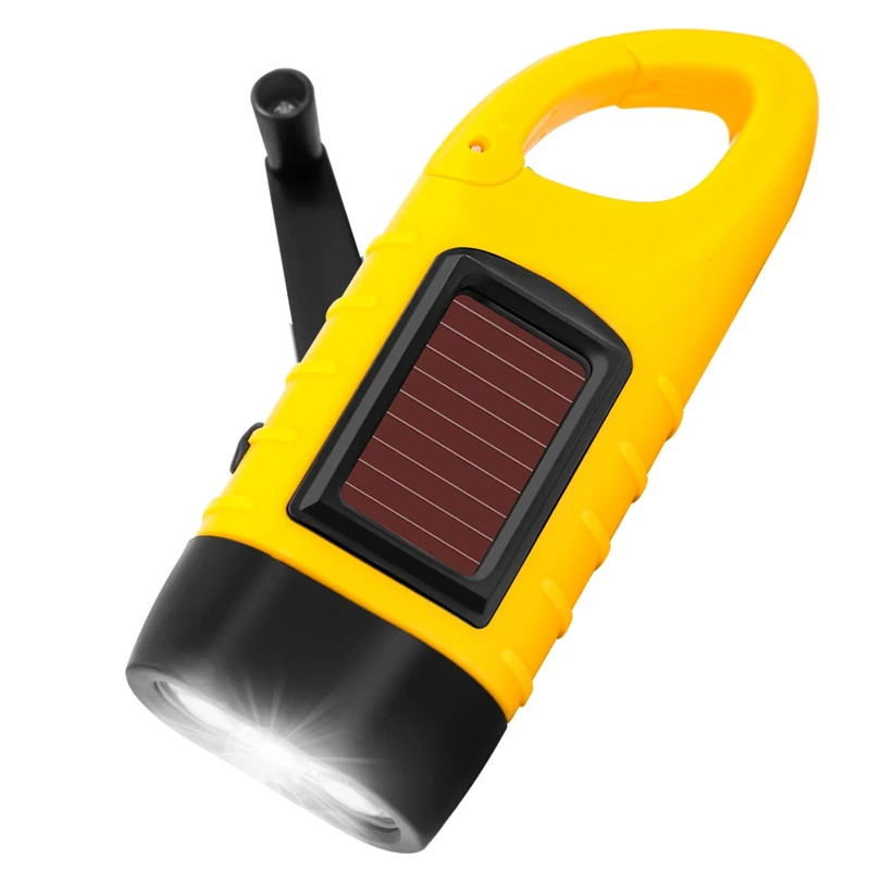 BINGKELE Wind Up Torch, LED Torch, Hand Crank Torc h, Solar Powered Torc h, Super Bright Emergency Tor-ch with Carabiner Hook, Portable Camping to RCH for Hiking, Outdoor, Survival Gear
