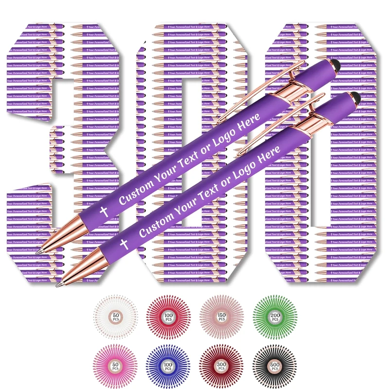 WolunLi Custom Engraved Pens Bulk 300pcs - Ballpoint with Stylus