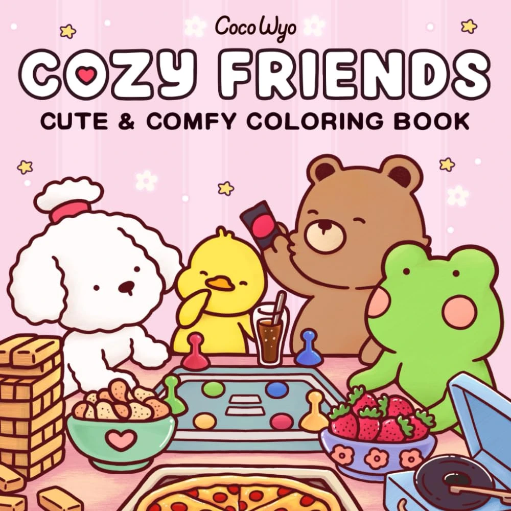 Cozy Friends: Coloring Book for Adults and Teens Featuring Super Cute Animal Characters with Easy and Simple Designs for Relaxation