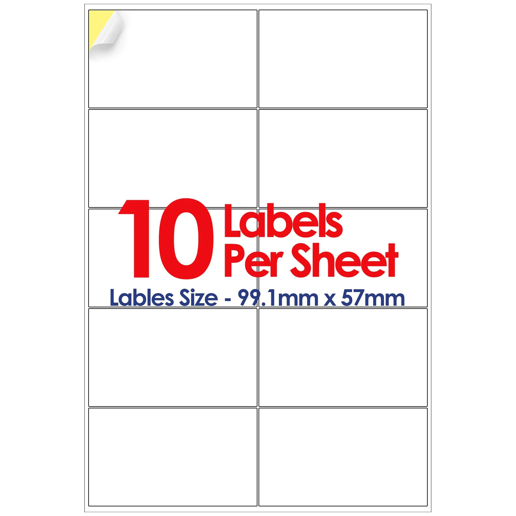 YUNJU A4 Self Adhesive Address Labels, 10 Label Per Sheet, 20 Sheets, (99.1 X 57 MM) 200 Labels