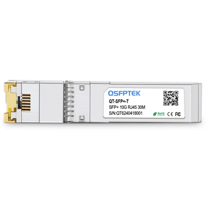QSFPTEK Newest 10GBASE-T SFP+ RJ45 Transceiver up to 30 m, 10G SFP+ to RJ45 Module Copper Mini-GBIC with Realtek Chip for Cisco SFP-10G-T-S, Ubiquiti UF-RJ45-10G, D-Link, Supermicro Other Switches