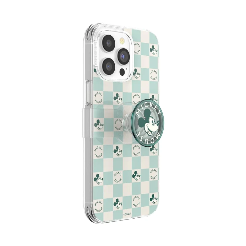 PopSockets iPhone 14 Pro Max Case with Phone Grip and Slide Compatible with MagSafe, Phone Case for iPhone 14 Pro Max, Wireless Charging Compatible, Disney - Mickey Mouse Classic Check - Image 1