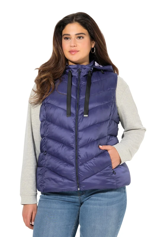 Ulla Popken Women's Hyprar Steppweste, Wasserabweisend, Kapuze Abnehmbar Vest, Blue Ink, 42-44