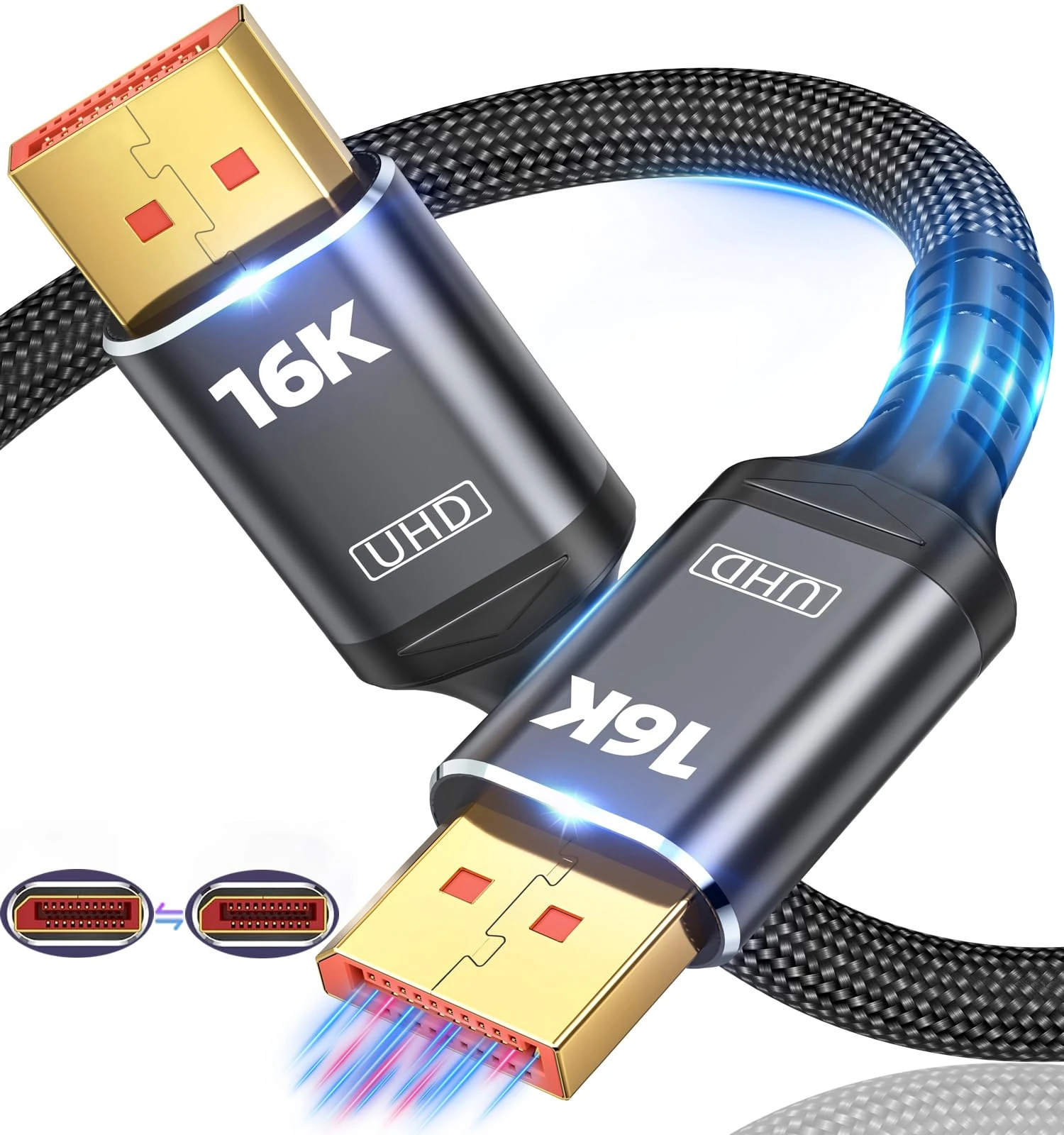 16K Displayport Cable 2.1, [VESA Certified] DP to DP Cable 6M, 16K@60Hz, 8K@120Hz, 4K@240Hz 165Hz 144Hz Support 80Gbps HDR, HDCP DSC 1.2a, Compatible FreeSync G-Sync Gaming Monitor 4090 7900xtx