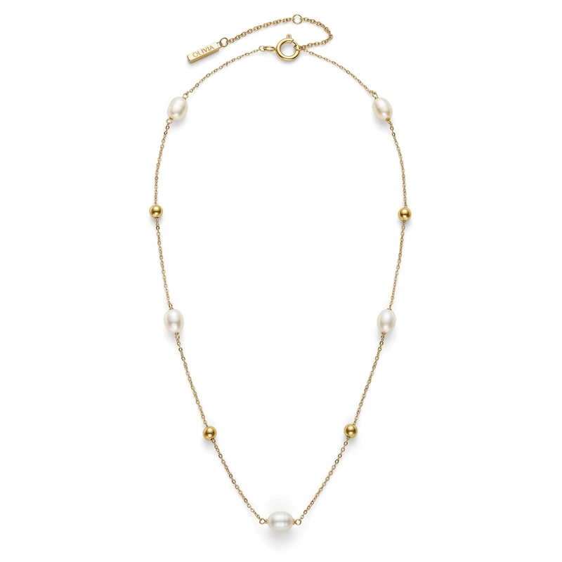 Olivia Burton Women's BY THE SEA PEARL Collection Beaded Necklace in Yellow Gold with Freswater Pearls - 24100200