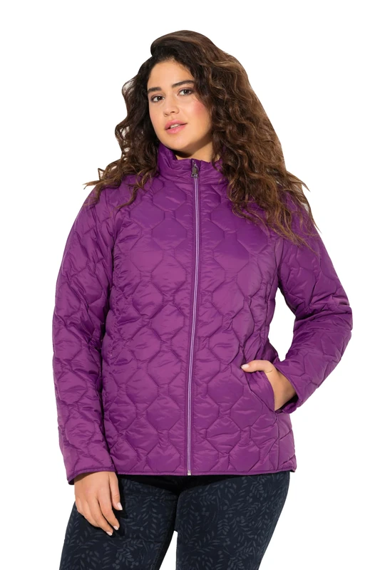 Ulla Popken Women's Hyprar Leichtstepp-Jacke, Wasserabweisend, Recycelt Jacket, Dark Purple, 46-48