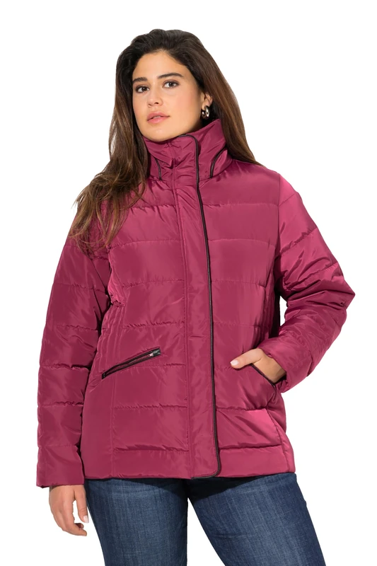 Ulla Popken Womenswear Plus Size Curvy Quilted Puffer Coat Brick red 46+ 825557536-46+