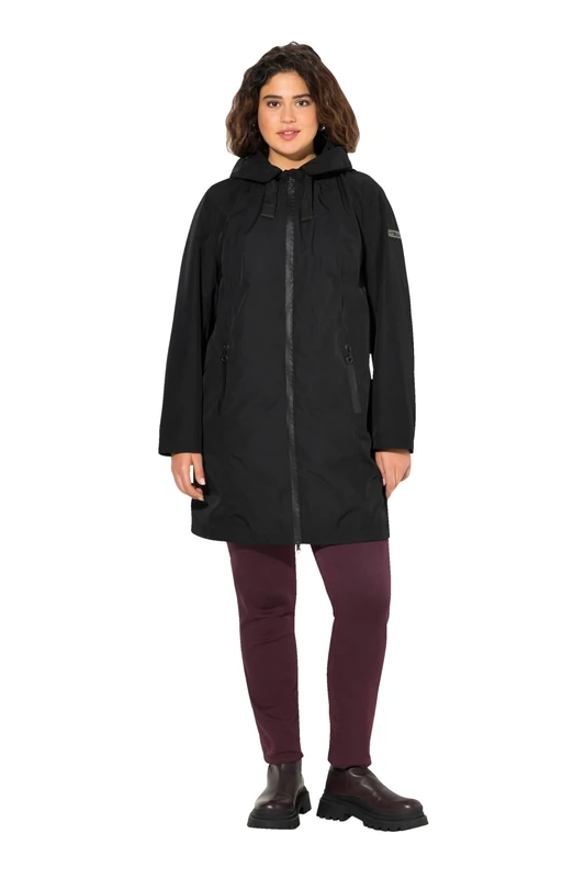 Ulla Popken Women's Hyprar Funktionsjacke, Wasserdicht, Kapuze Jacket, Black, 54-56