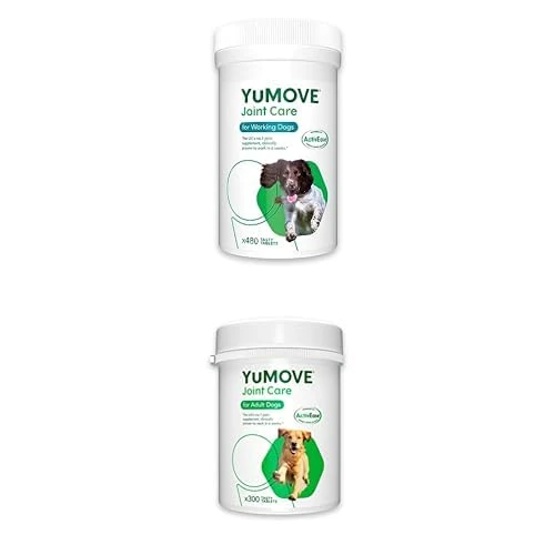 YuMOVE Working Dog | Joint Supplement for Working Dogs with Green Lipped Mussel | All Ages and Breeds | 480 Tablets + YuMOVE Adult Dog | Joint Supplement with Green Lipped Mussel | Aged 6 to 8 | 300
