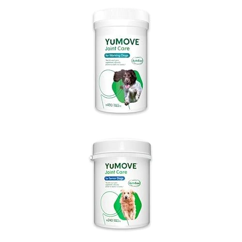 YuMOVE Working Dog | Joint Supplement with Green Lipped Mussel | All Ages Breeds | 480 Tablets + YuMOVE Senior Dog | High Strength Joint Supplement with Green Lipped Mussel |Aged 9+ | 240 Tablets