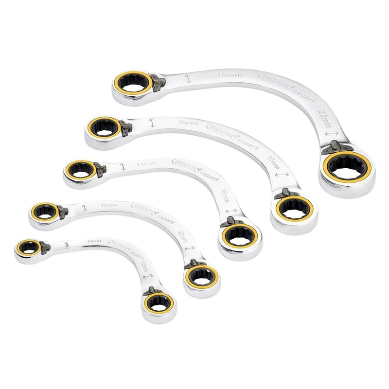 Draper 03941 Expert HI-TORQ Double Ring Ratchet Half Moon Spanner Set (5 Piece)