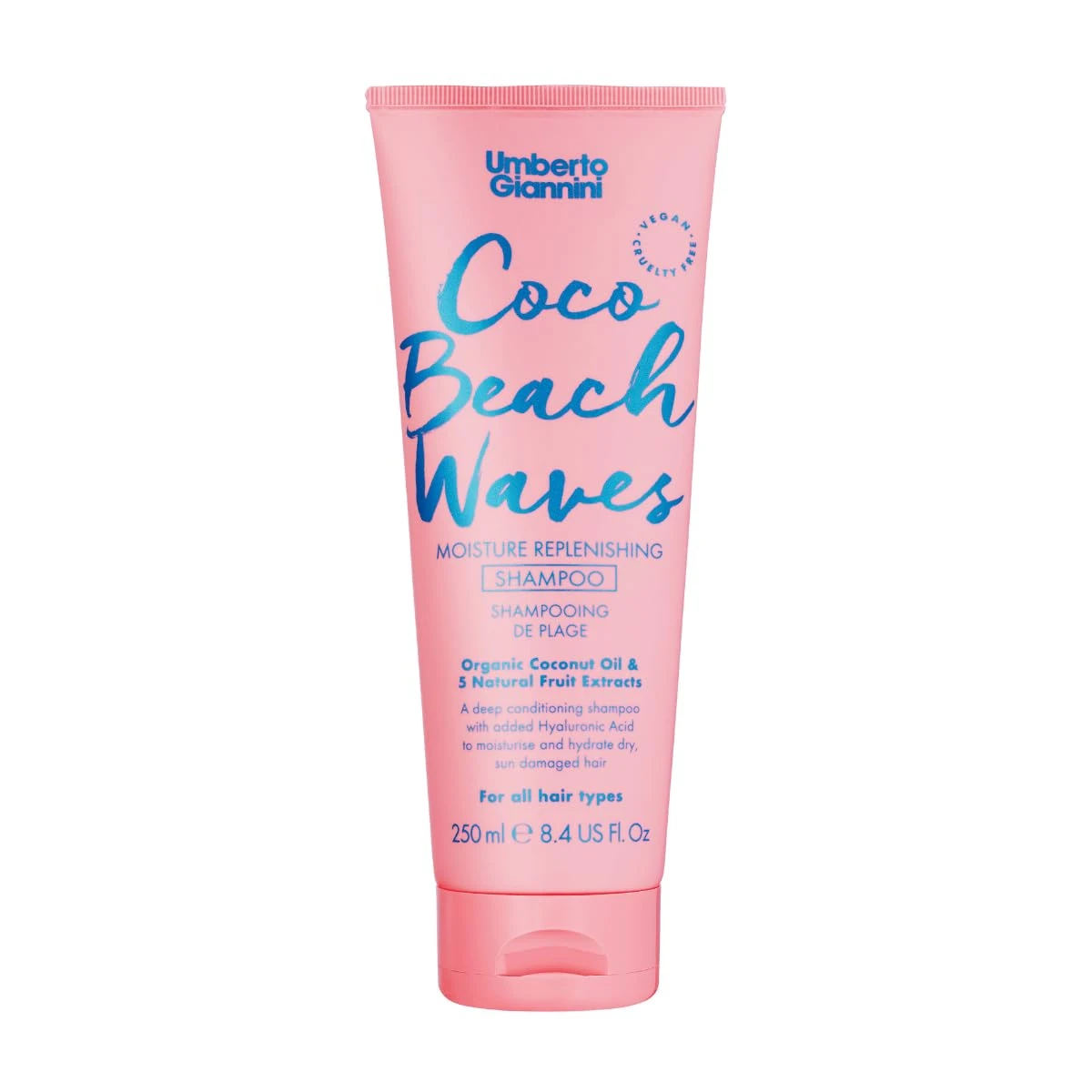Umberto Giannini Coco Beach Waves Nourishing Shampoo for Dry and Sun Damaged Hair - Infused with Coconut Oil & Vitamin E 250ml