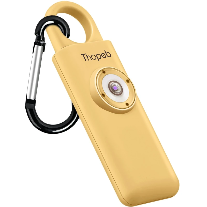 Thopeb Personal Alarm for Women– Extra Loud Siren and LED Strobe Light Original Self Defense Siren and Key Chain, Helps Elders & Womens & Kids Emergency Call (Metallic Gold)