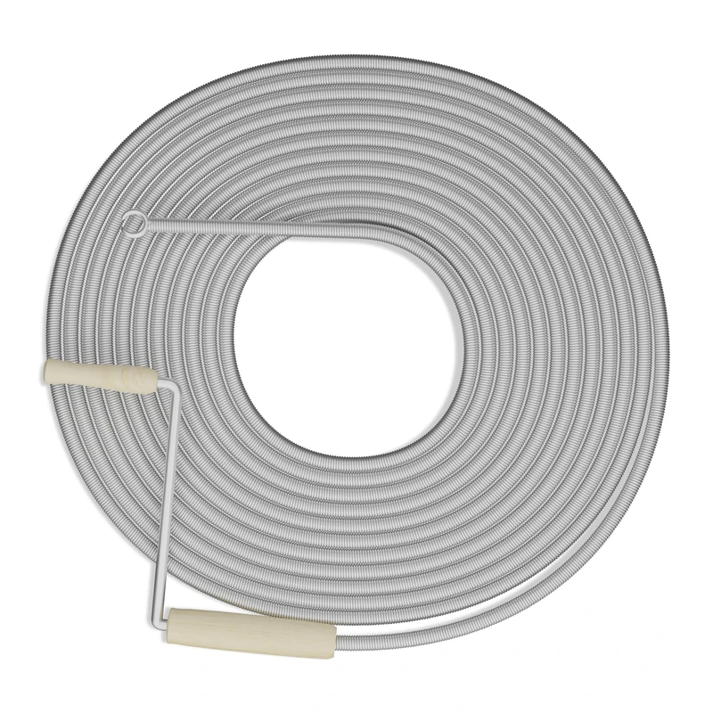 Relaxdays Pipe Cleaning Spiral, Length 10m, Washbasin, WC, Shower, Bathtub, Drain Unclogging, with Handle, Steel, Silver