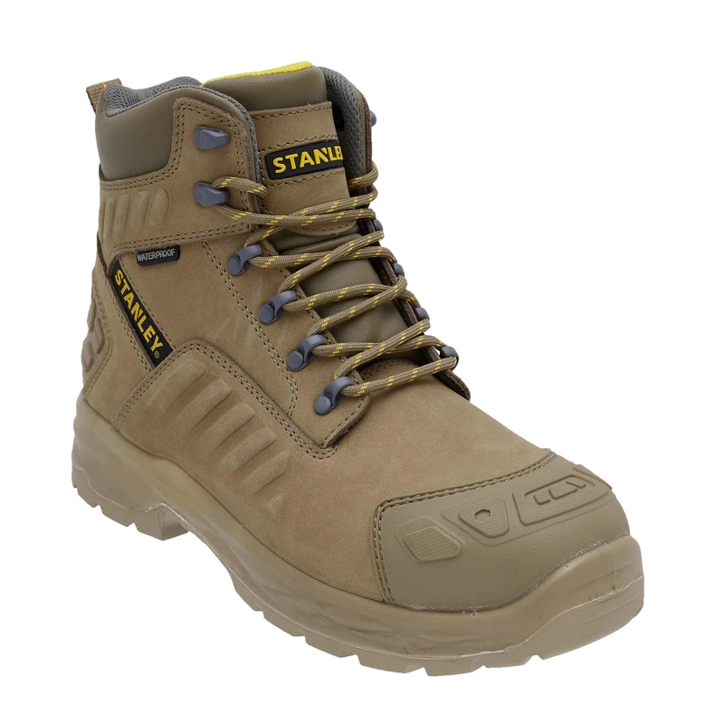 STANLEY Vortex Men's Waterproof, Nubuck Leather, Steel Safety Toe, Penetration Resistant Work Boot, Stone, UK12
