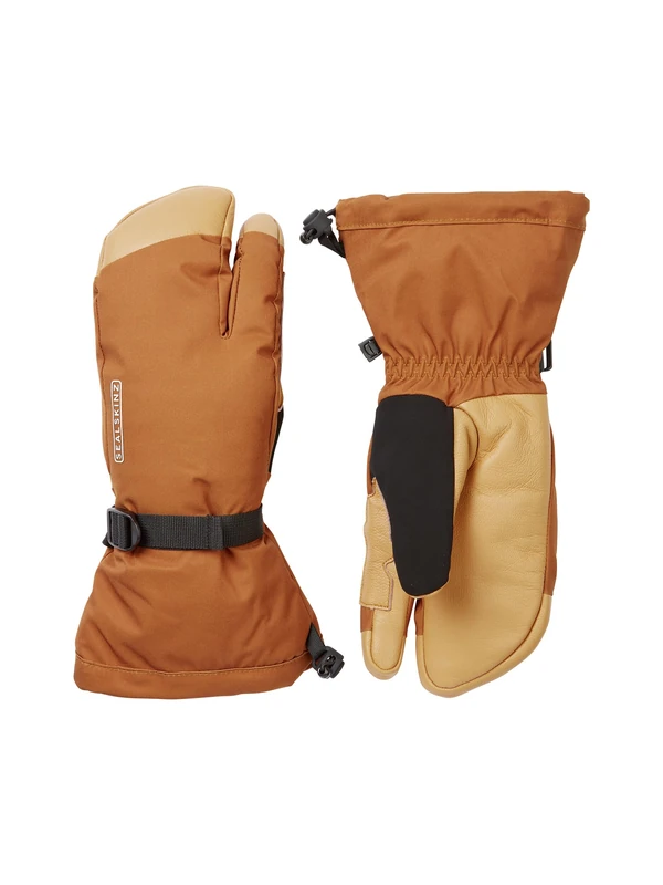 SEALSKINZ | Congham | Waterproof Thermal Ski Split Finger Goatskin Leather Mitten | Extended Cuff for Cold Weather Protection