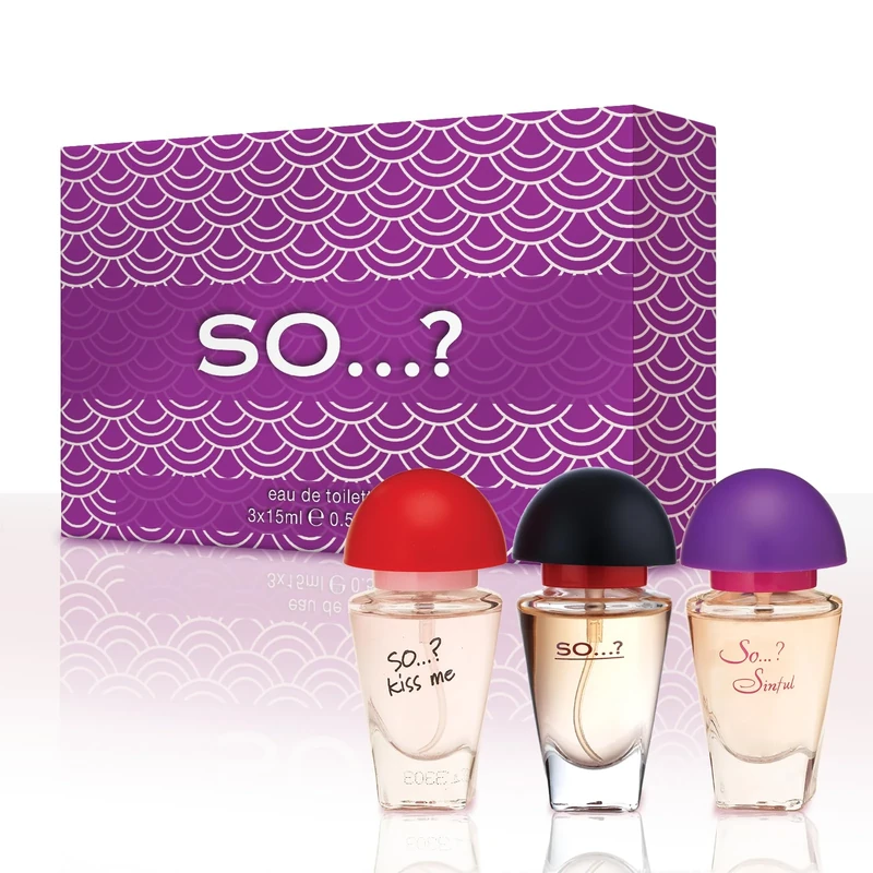 SO…? Three for Me Womens Eau de Toilette Perfume Gift Set, Travel Size Perfume for Women (3x15ml)