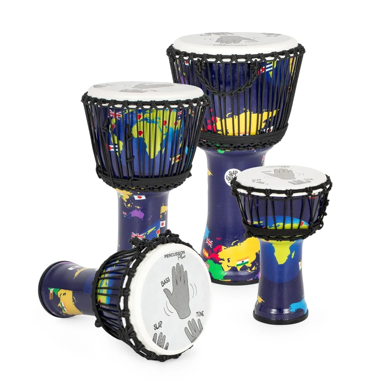 Percussion Plus World Slap Djembe mixed 4 pack - rope tuned