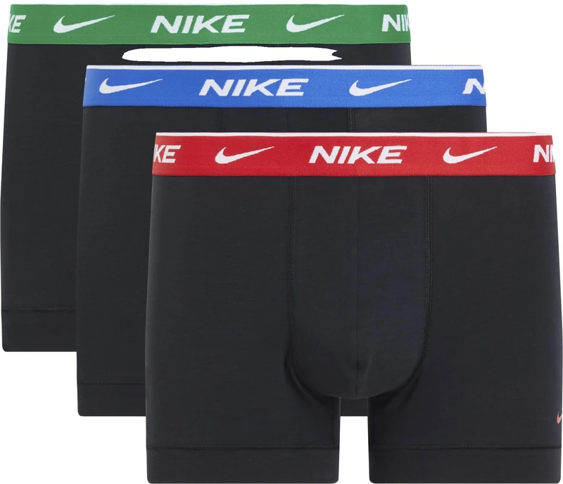 Nike Girls Trunk 3pk Underwear, Blk - Stdm Grn/Gme Royal/Uni Red Wb, L EU