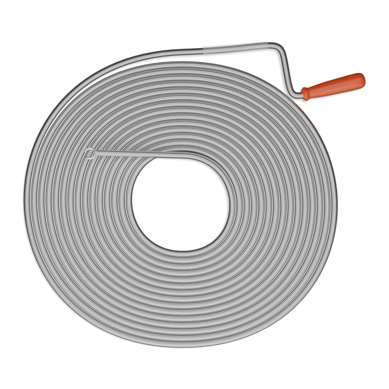 Relaxdays Pipe Cleaning Spiral 15 m, 90% steel 10% plastic, Silver/Red