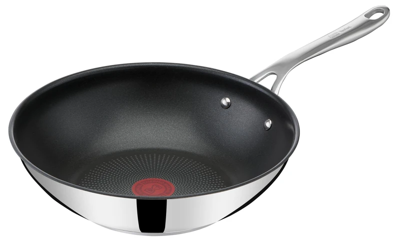 Tefal Jamie Oliver Cook's Direct On Wok Pan, 28 cm, Durable Non-Stick Coating, Thermal Signal, Riveted Handle, Suitable for Induction Cookers, Stainless Steel, E3041934 - Image 1