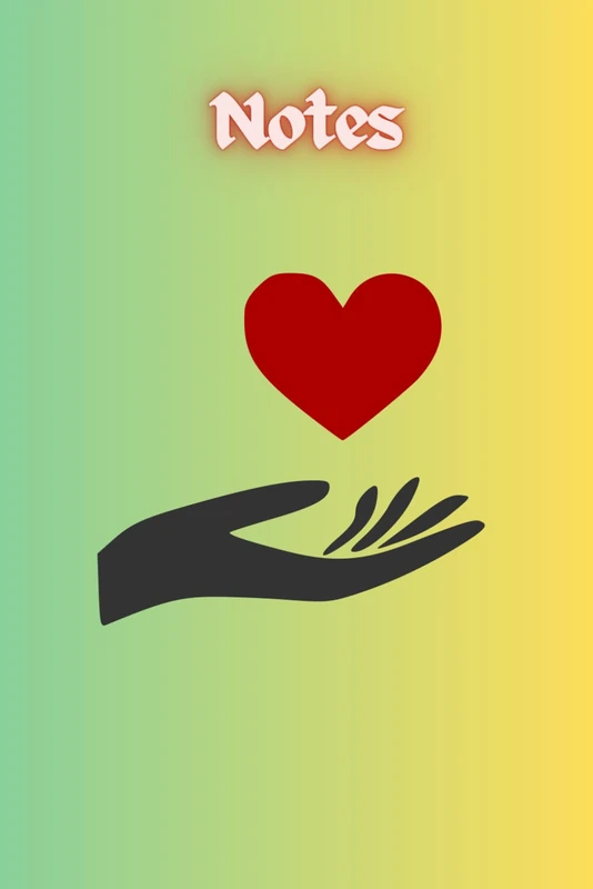 NOTES: BLUE AND YELLOW OMBRE NOTEBOOK WITH RED HEART