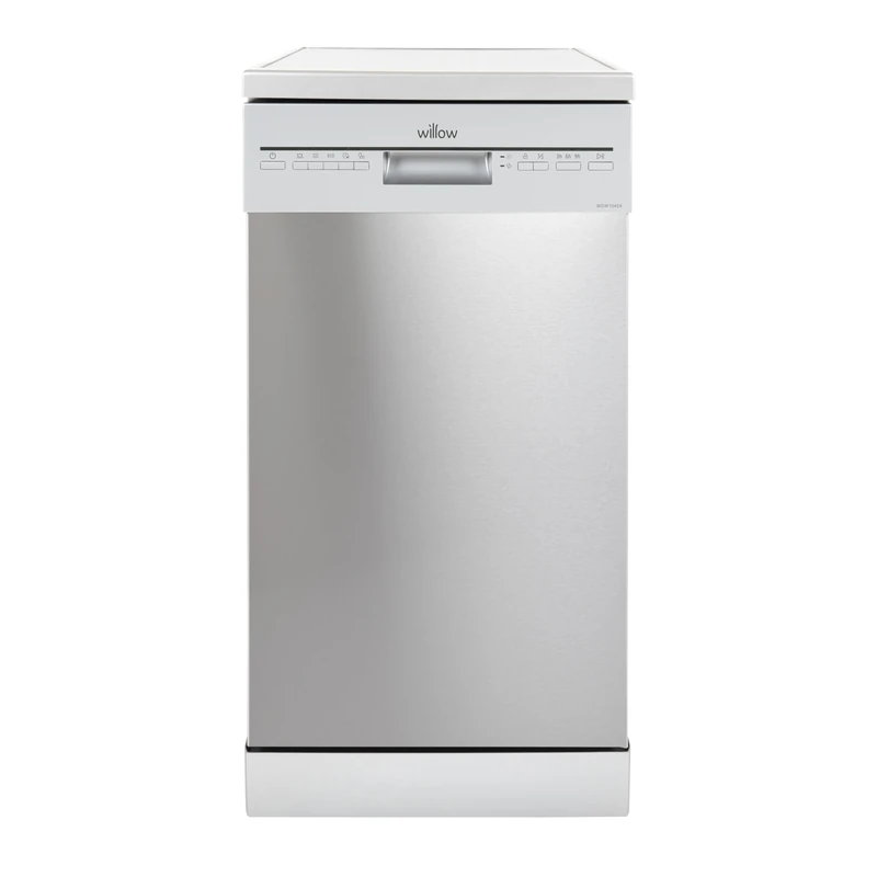 Willow WDW1045X 45cm Freestanding Slimline Dishwasher with Half Load Function, 10 Place Settings, Delay Start, Child Lock - Silver
